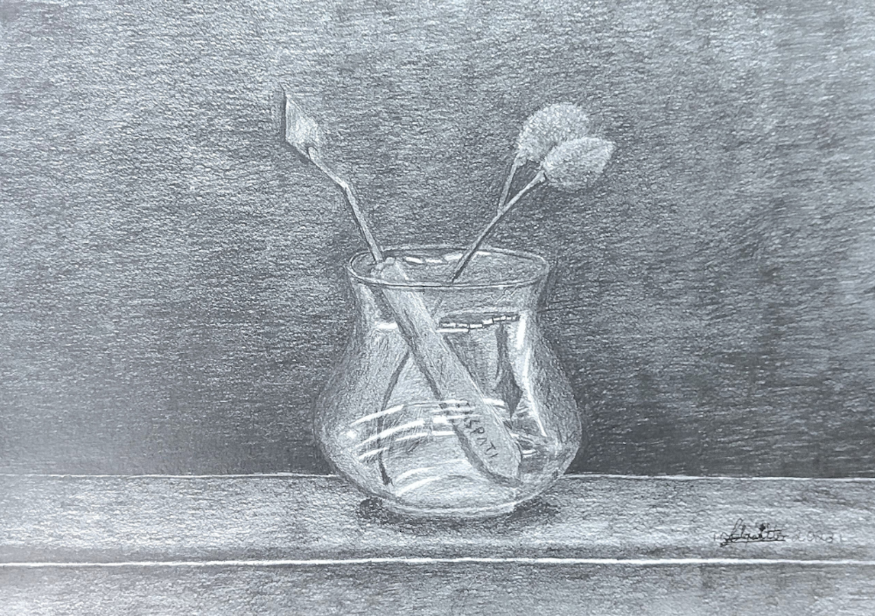 2 Estudo 2 Vidro (Transparência e Reflexo) Percepção Hiper-realista POR JORGE FOLQUITTO TÉCNICA GRAFITE SOBRE PAPEL