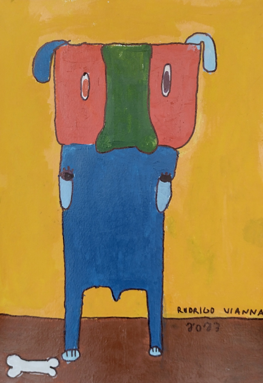 5 CACHORRO INSPIRADO NA OBRA DE GUSTAVO ROSA TÉCNICA ACRÍLICA SOBRE PAPEL