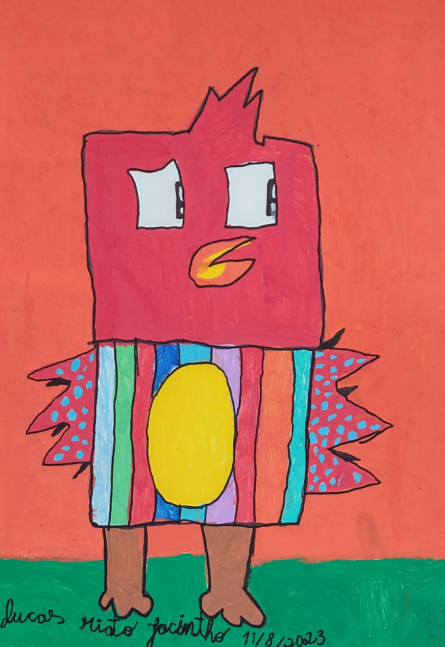 6 PASSARINHO INSPIRADO NA OBRA DE GUSTAVO ROSA TÉCNICA ACRÍLICA SOBRE PAPEL